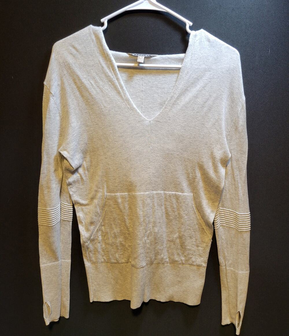 Athleta Light Gray Long-Sleeved Hooded Top - Women's Sz Sm